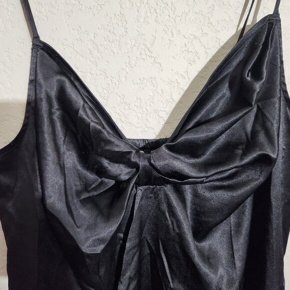Victorias Secret Slip Dress Nightgown Black Satin Bow Medium - Picture 2 of 15